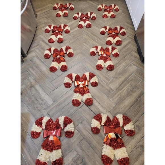 Vintage 21” Tinsel Candy Cane with Large Bow Decor - Picture 3 of 12